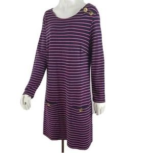 Sail to Sable Sheath Dress Stripe Navy Pink Medium